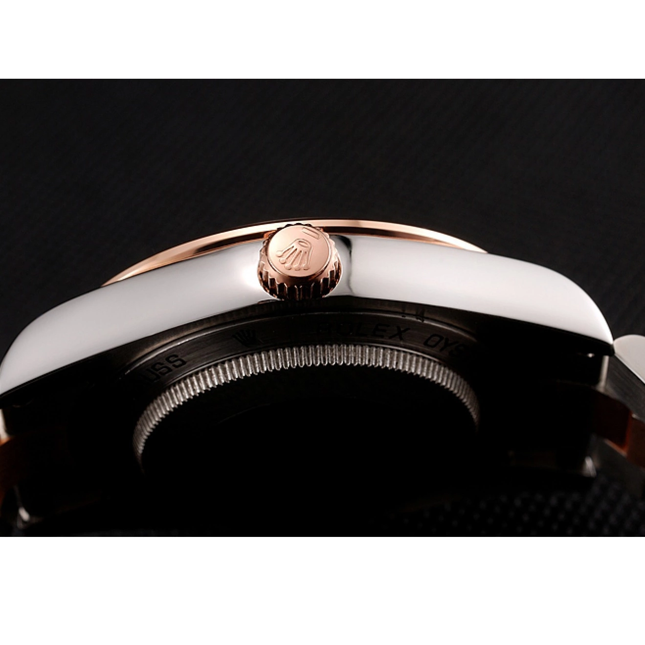 Aaa replica watch 1454106 Rolex Gold Dial And Black Day-Date Rubies Diamonds Swiss Staineless And Rose Steel Bracelet 0629